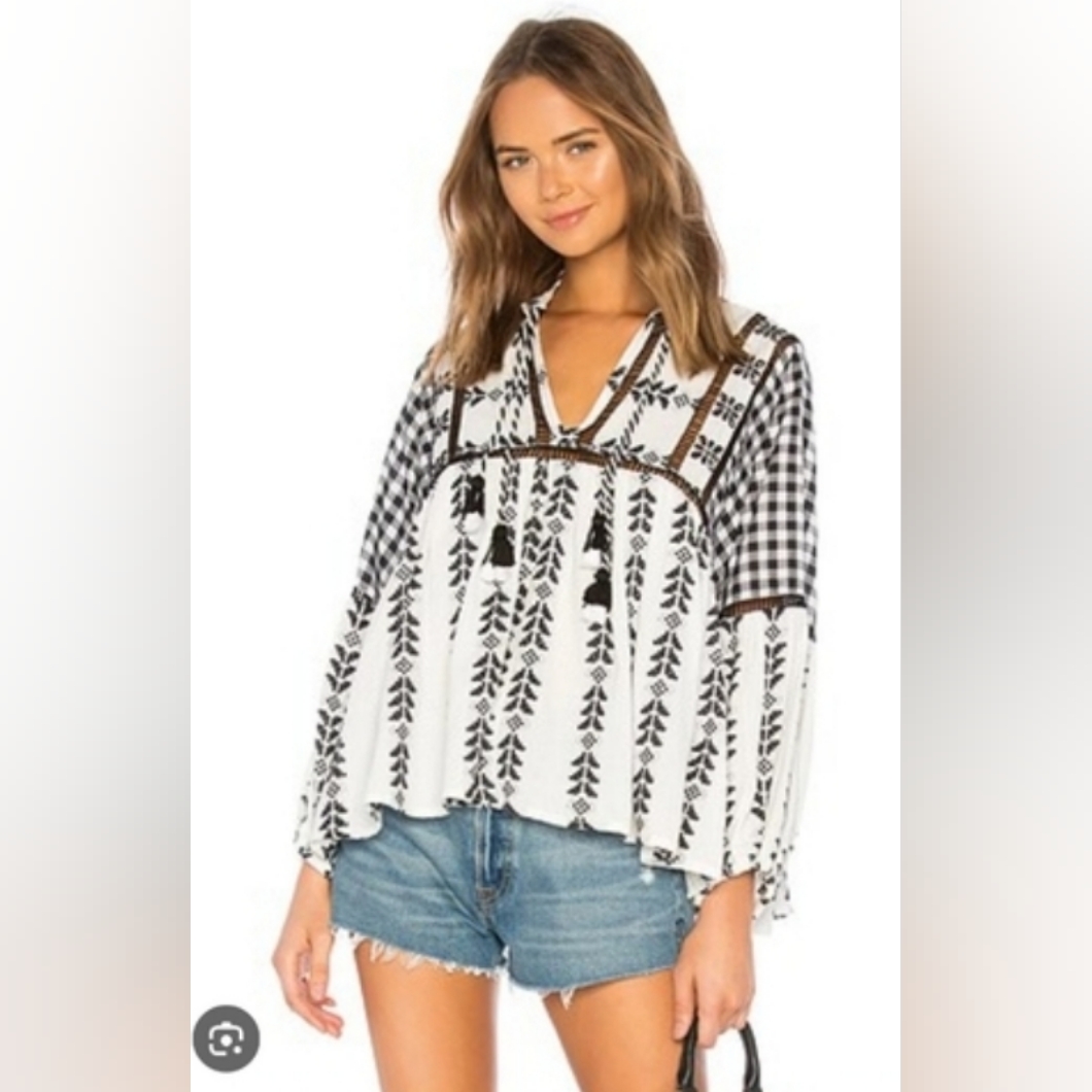 Dodo Bar Or Women's L Miguel Shirt Black And White New